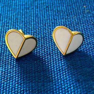 Kate Spade White and Gold Heart Studs